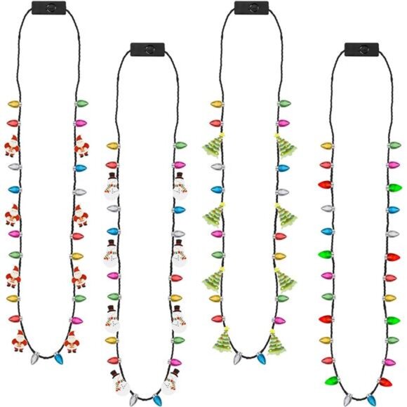 4PCS Light-Up Christmas Necklace Set - Glowing Bulb - Picture 1 of 7